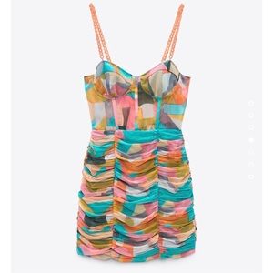 Multicolor, chain, bustier mini dress